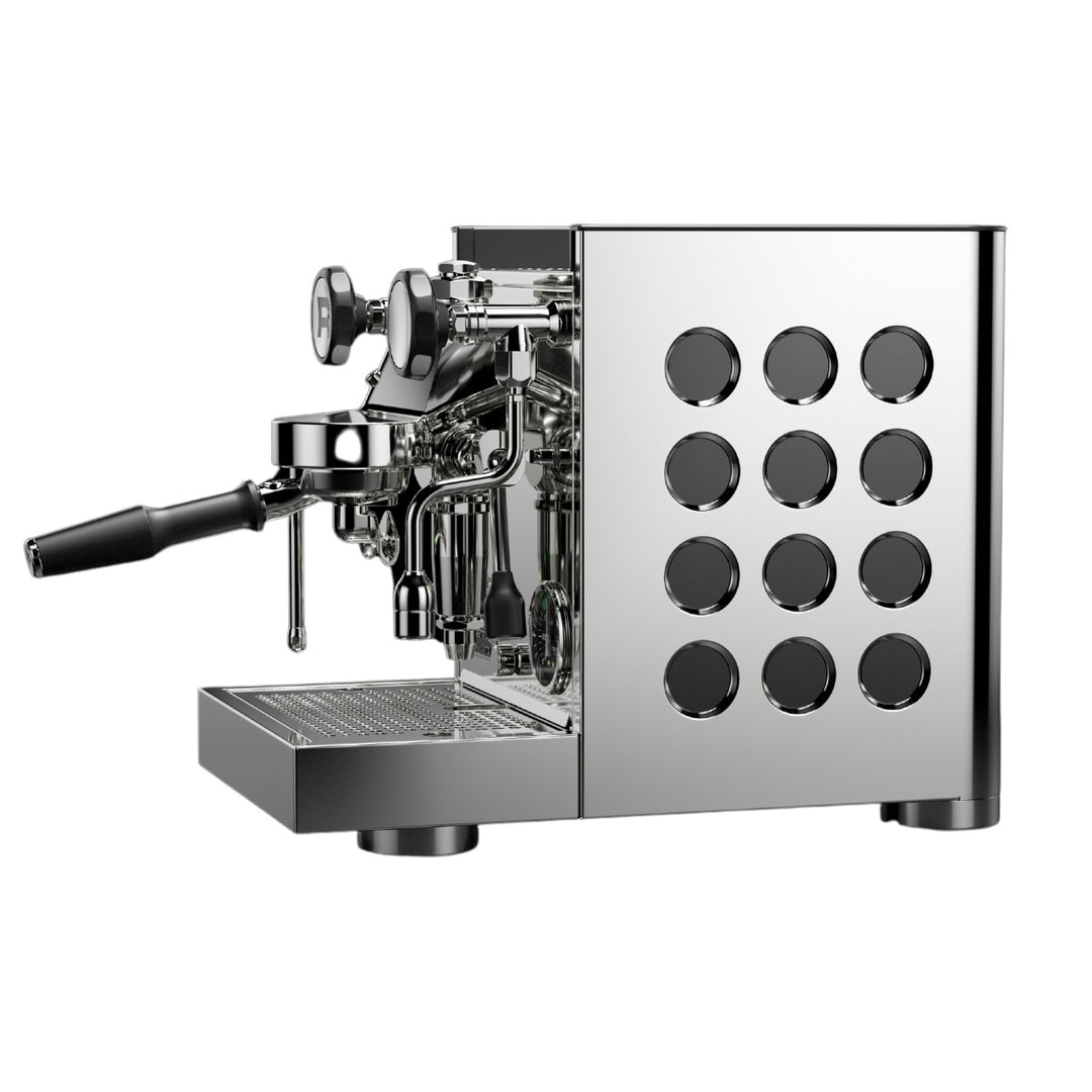 Rocket Appartamento TCA, stainless with black circles, side view