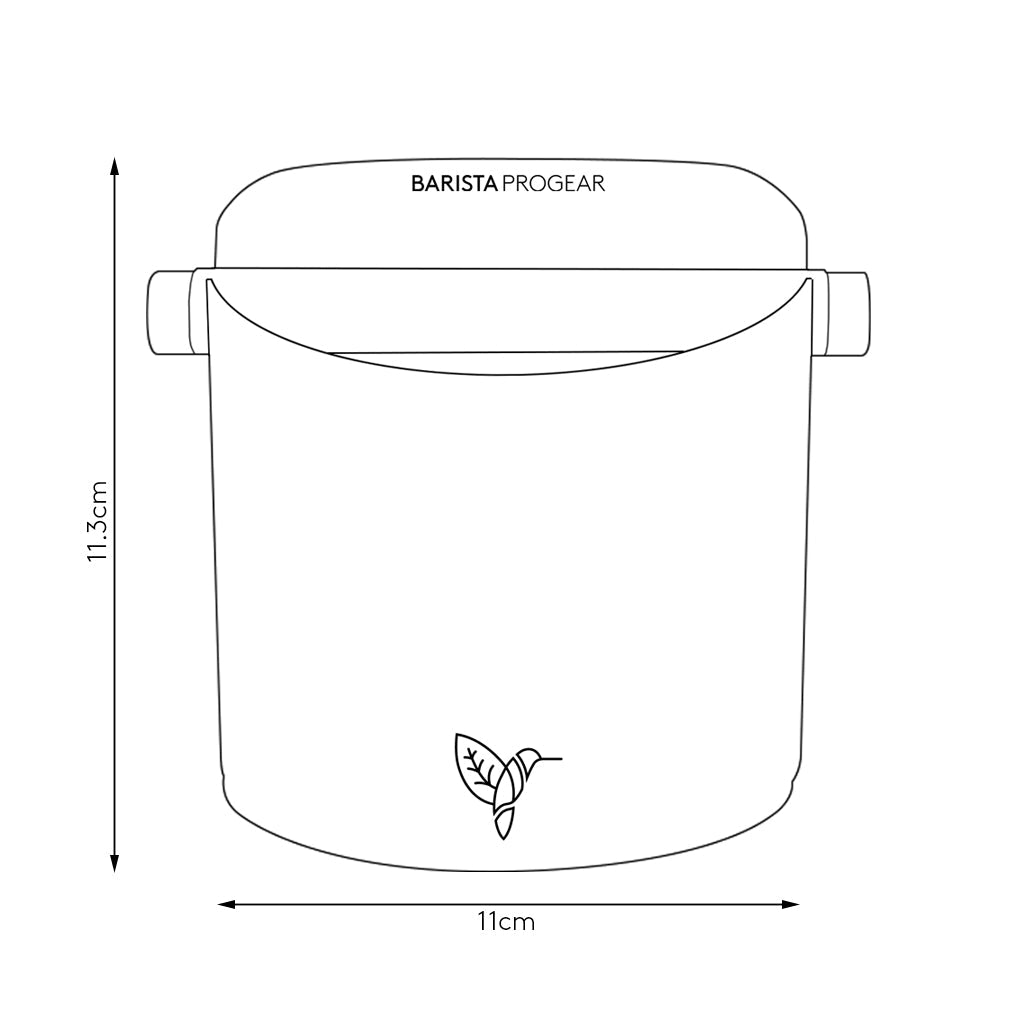 Side view of the Barista Progear Small (Miner) Home Knock Bin
