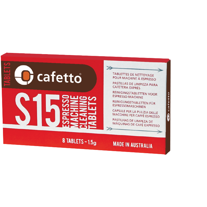 Pastillas de limpieza para cafeteras espresso Cafetto S15 - Paquete de 8
